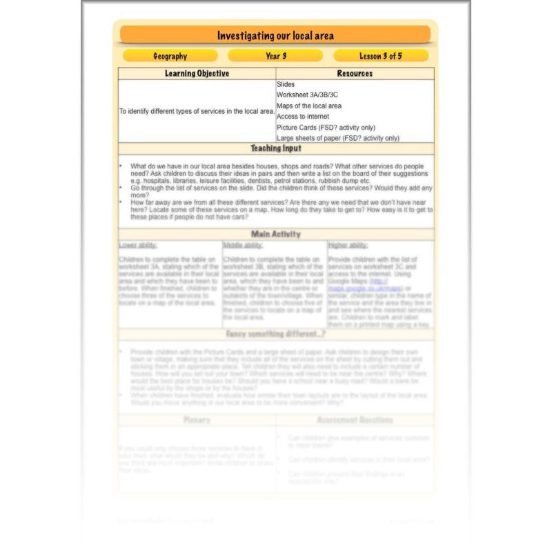 PlanBee Investigating Our Local Area: Year 3 Geography scheme of work