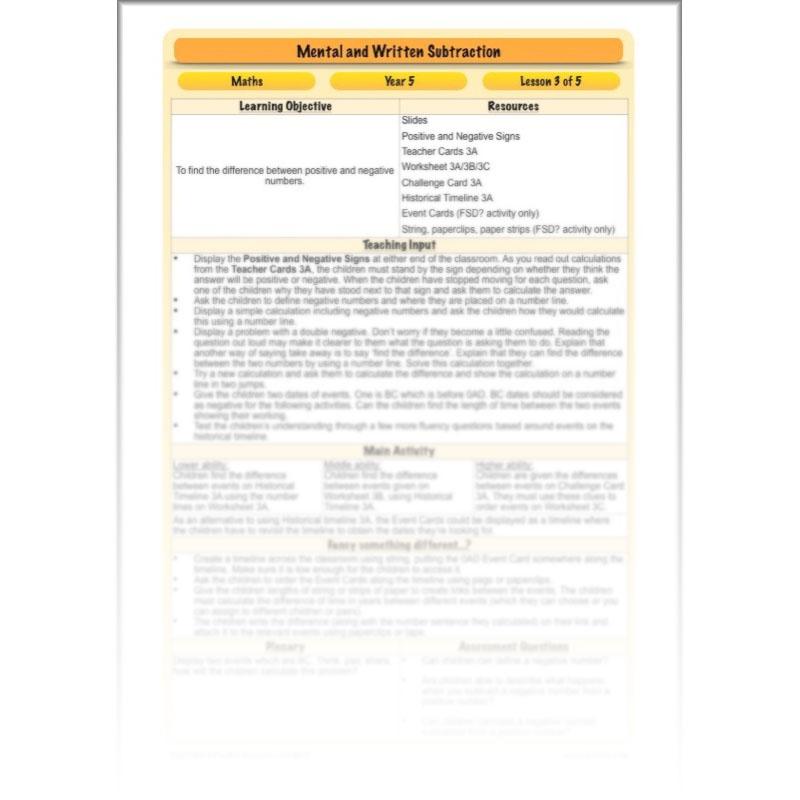 PlanBee Mental & Written Subtraction - Year 5 Maths Planning PlanBee