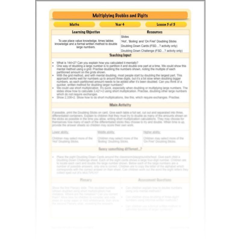 PlanBee Multiplying Doubles & Digits - Complete Year 4 Maths Plans & Resources