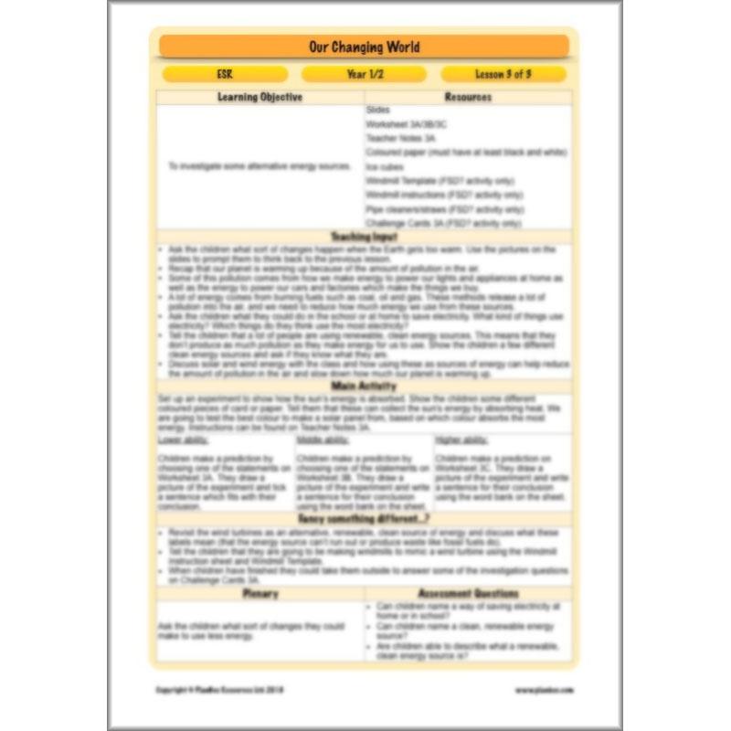 PlanBee Our Changing World KS1 ESR Lessons by PlanBee