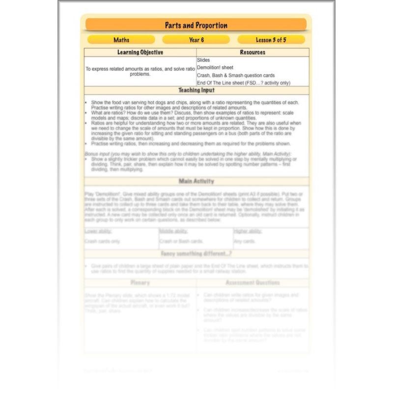 PlanBee Parts and Proportion: ratio KS2 Maths lesson planning