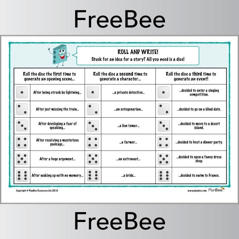 Free Roll a Story Book Idea Generator by PlanBee