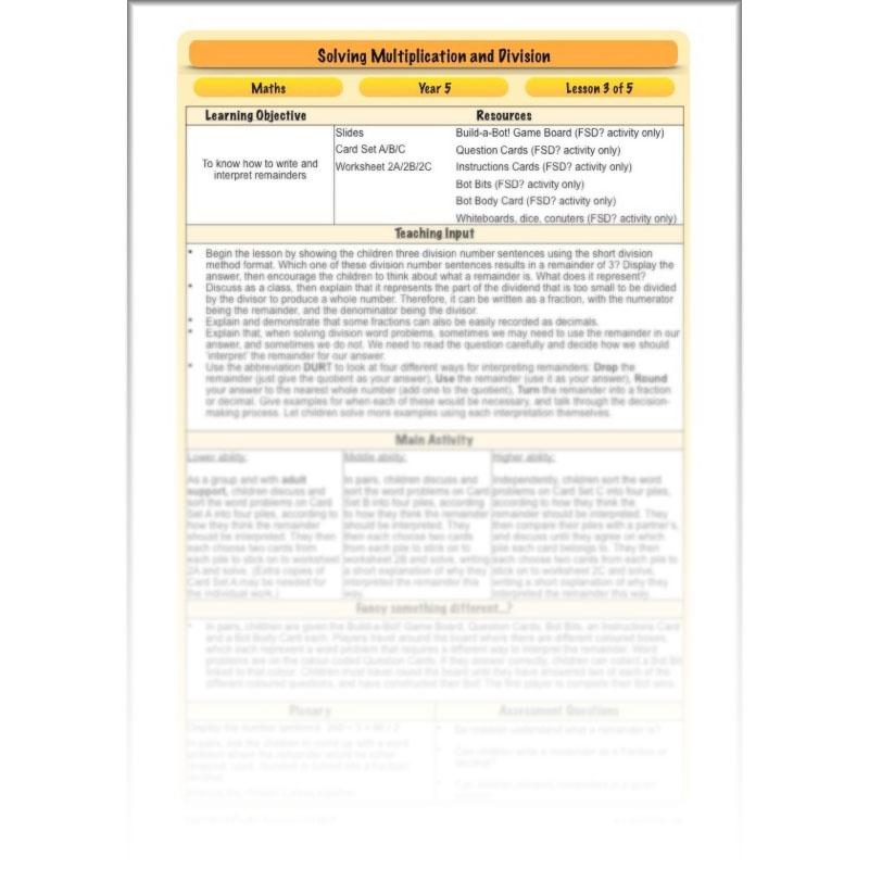 PlanBee Solving Multiplication & Division - KS2 - Year 5 Maths Planning