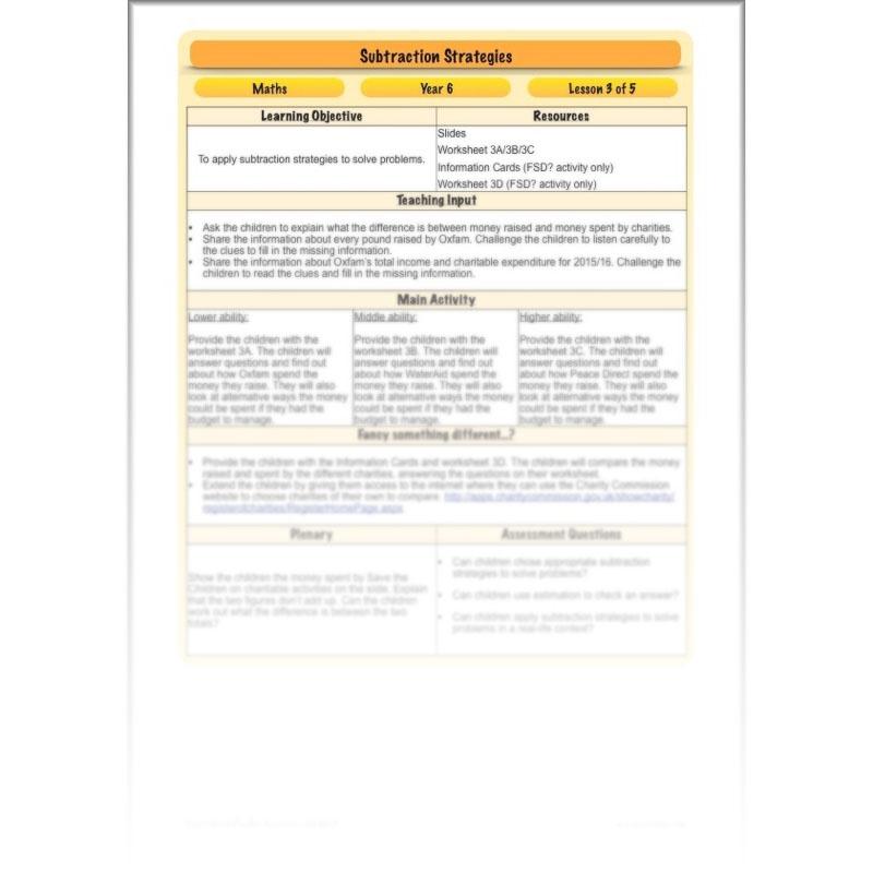 PlanBee Subtractions Strategies - Complete Year 6 Maths Lesson Plans - PlanBee