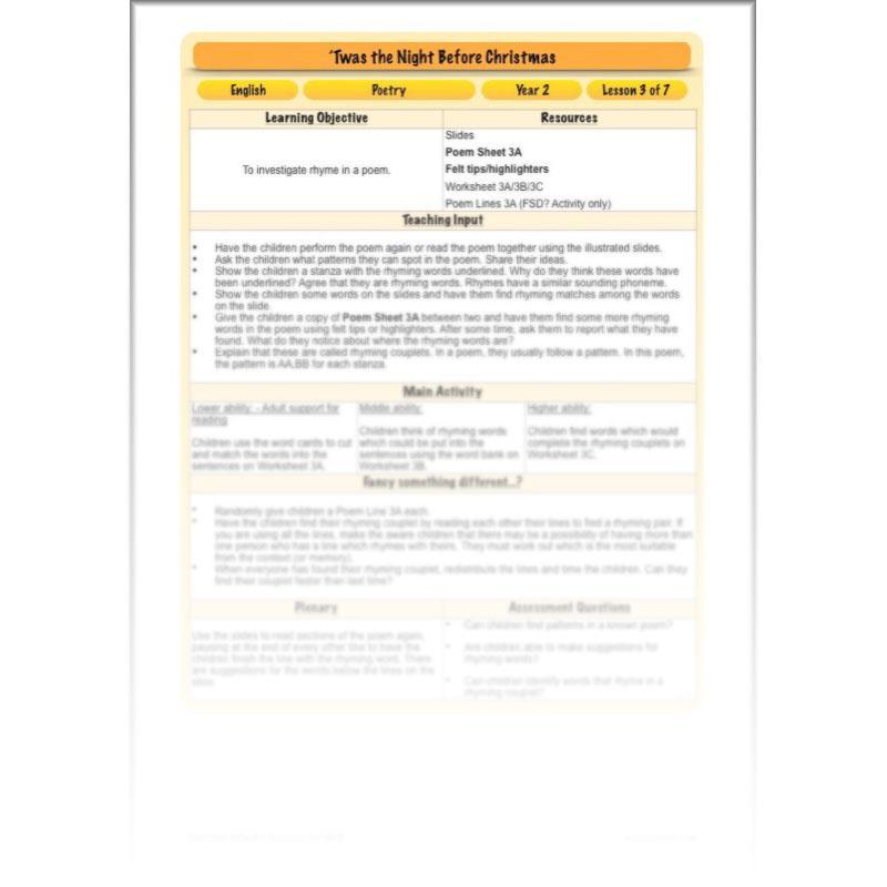 PlanBee Twas the Night Before Christmas Lesson Plans | Year 2 Poetry