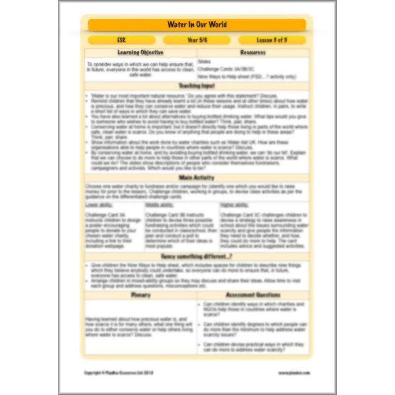 PlanBee Water Topic KS2 Water in our World Lessons by PlanBee