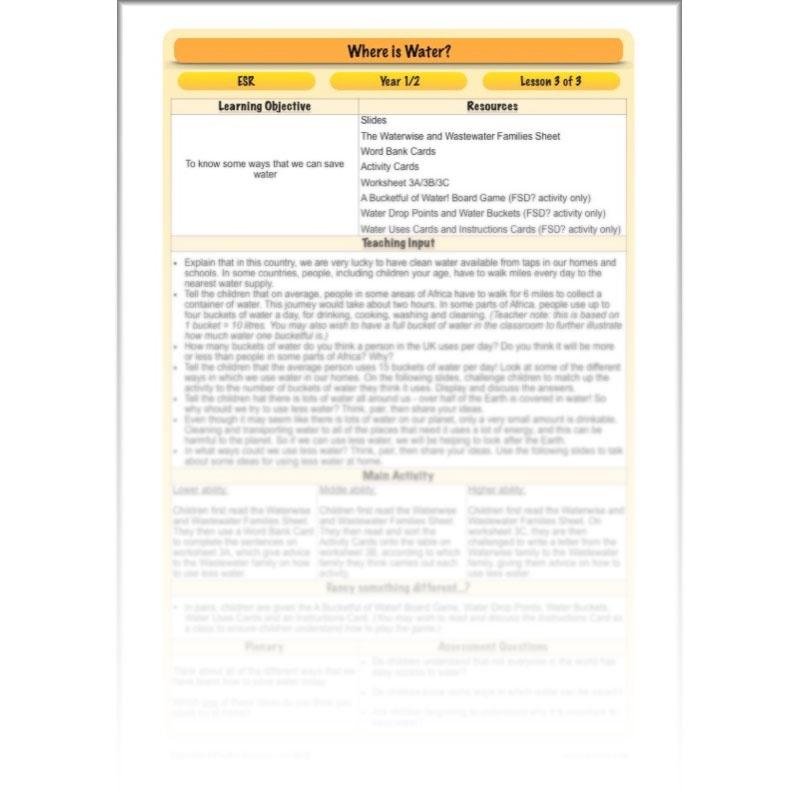 PlanBee Where is Water KS1 ESR Lessons by PlanBee