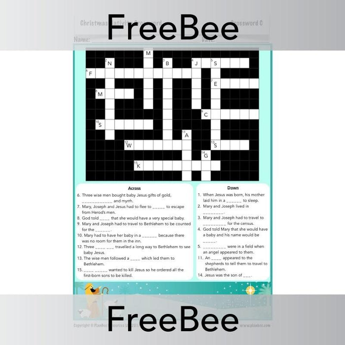 Free Nativity Themed Christmas Crosswords by PlanBee