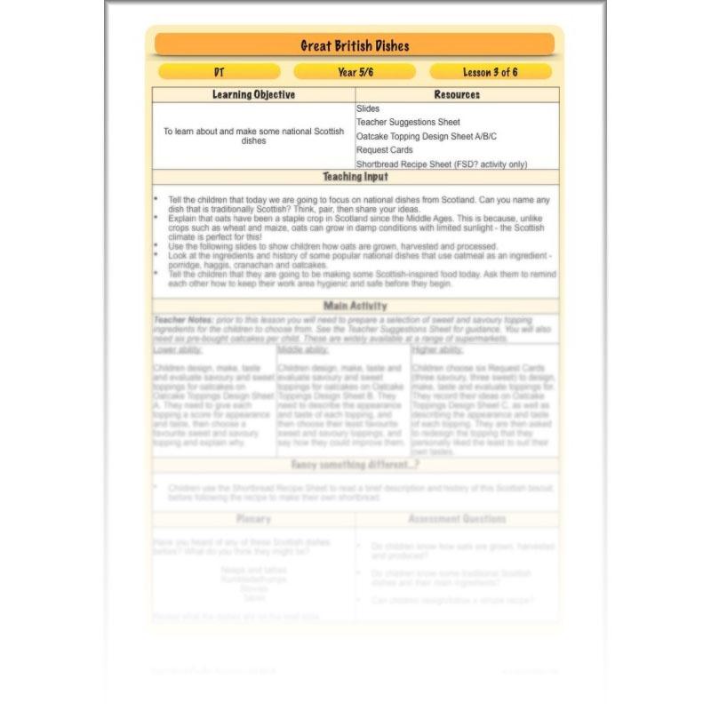 PlanBee Great British Dishes: KS2 DT scheme of work by PlanBee