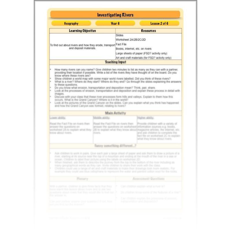 PlanBee Investigating Rivers KS2 planning – physical geography resources