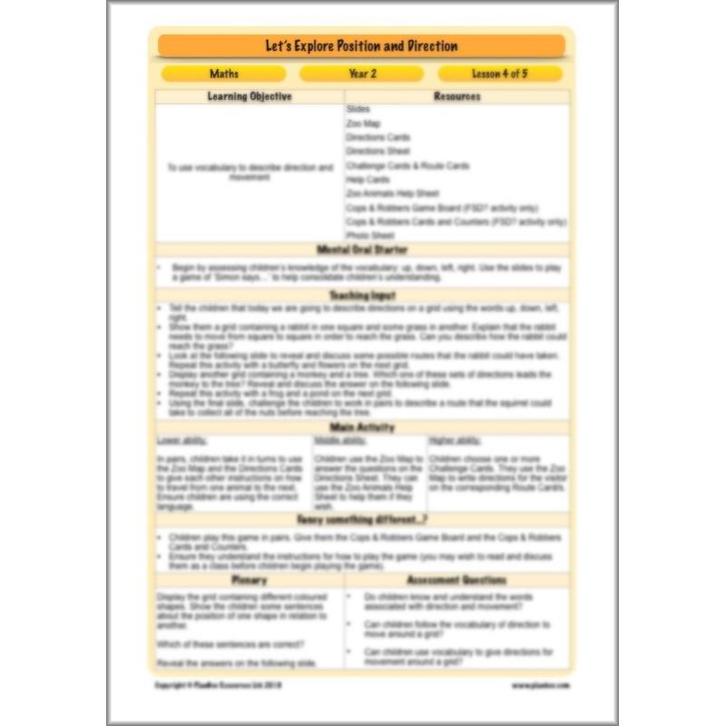 PlanBee Explore Position and Direction Year 2 Maths | PlanBee