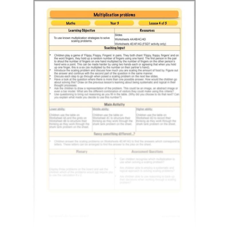 PlanBee Multiplication Problems: problem-solving and word problems – Year 3