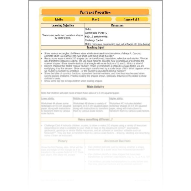 PlanBee Parts and Proportion: ratio KS2 Maths lesson planning