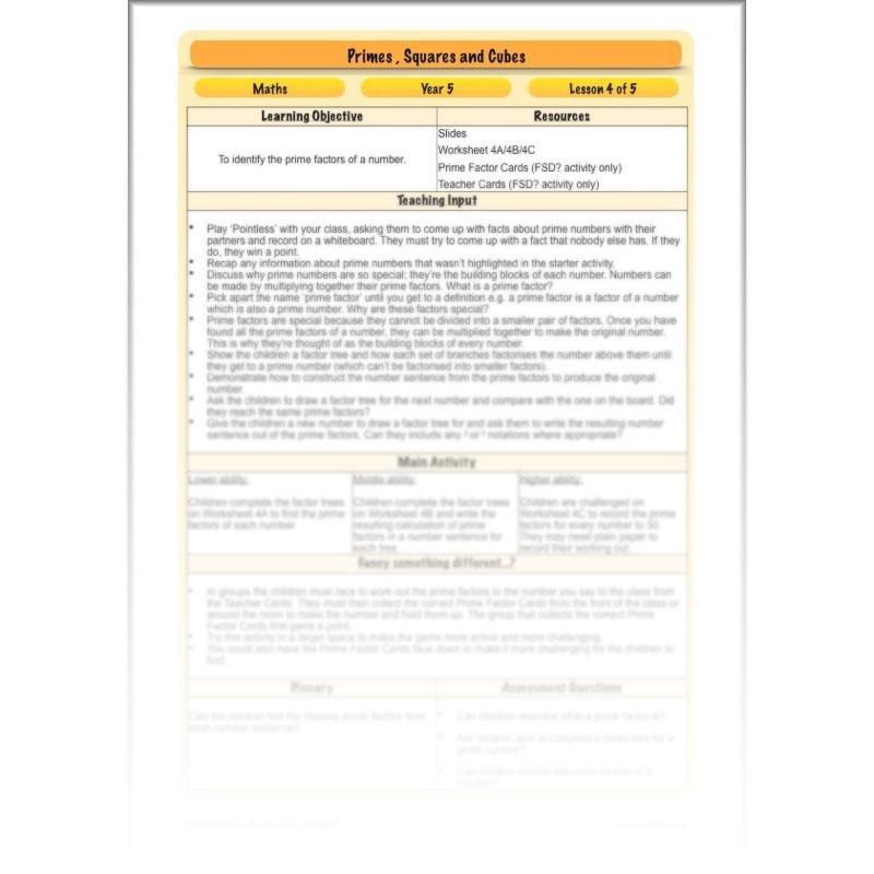 PlanBee Primes, Squares & Cubes - Year 5 Maths Planning & Resources - PlanBee