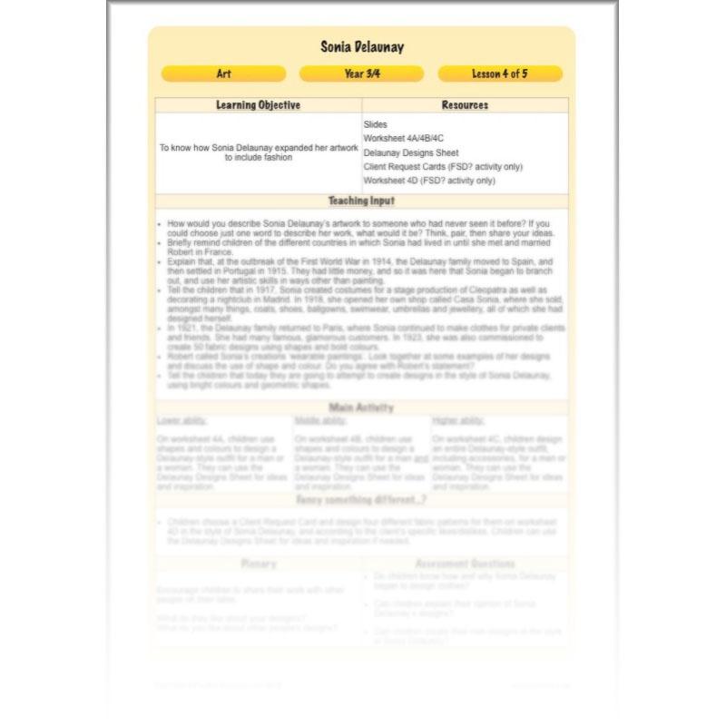 PlanBee Sonia DelaunayKS2 Art scheme of work by PlanBee