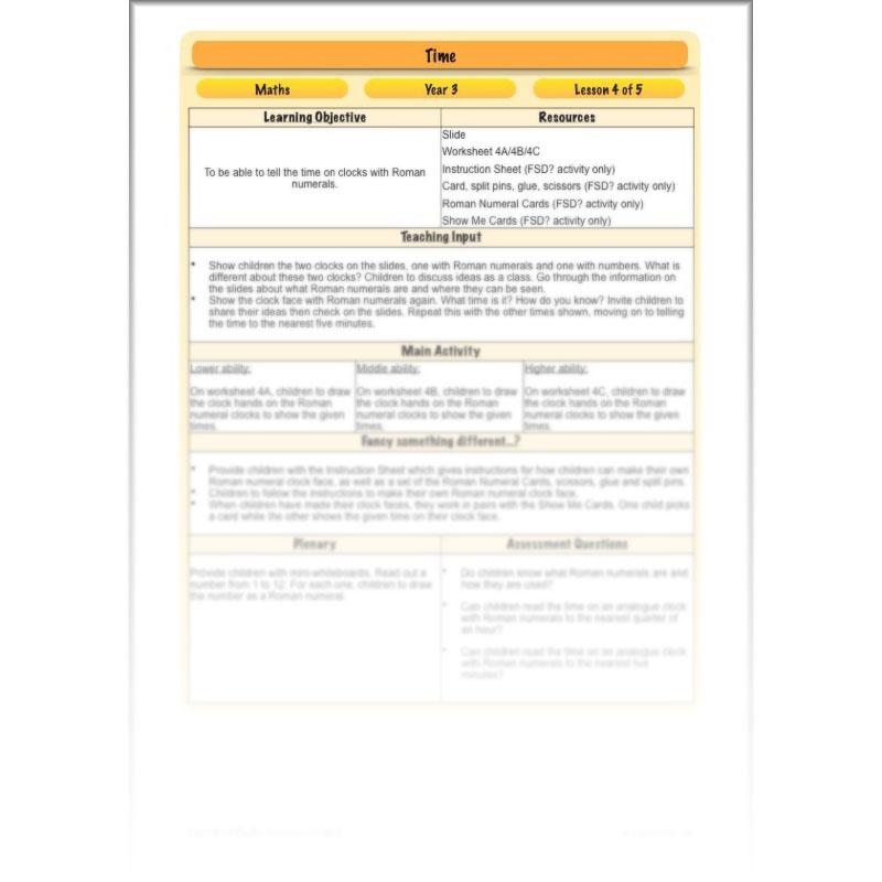 PlanBee Time: Year 3 Maths Lesson Plans, Word Problems and Worksheets