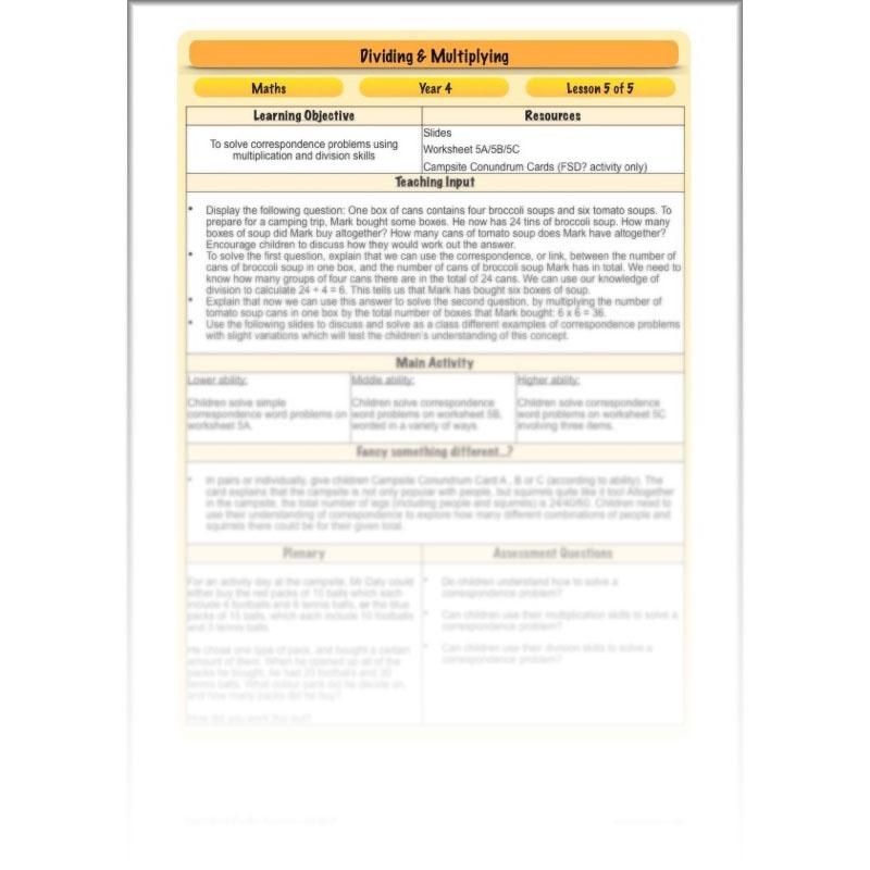 PlanBee Dividing & Multiplying - Lesson Plans and Resources for Year 4
