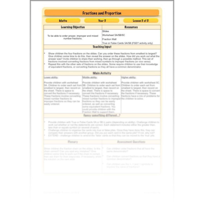 PlanBee Fractions & Proportion - Maths Planning and Resources for Year 5