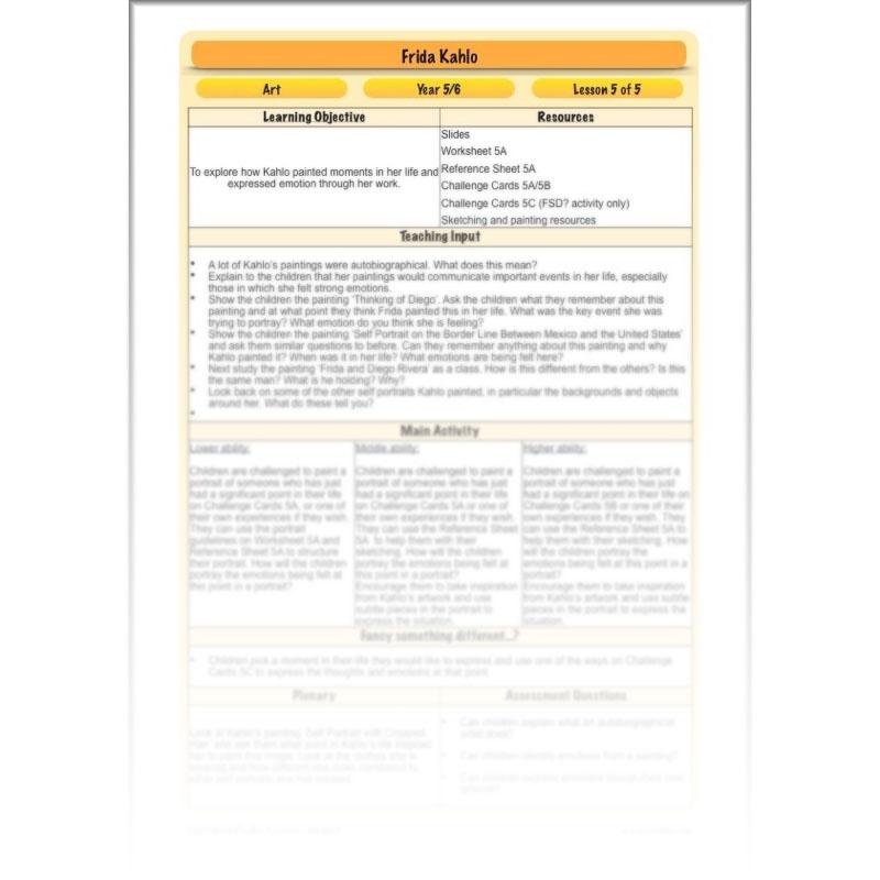 PlanBee KS2 Frida Kahlo for Kids Art Lesson Pack by PlanBee