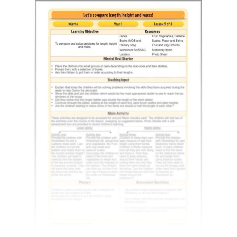 PlanBee Let's compare length, height and mass - KS1 Maths Resources and Plans