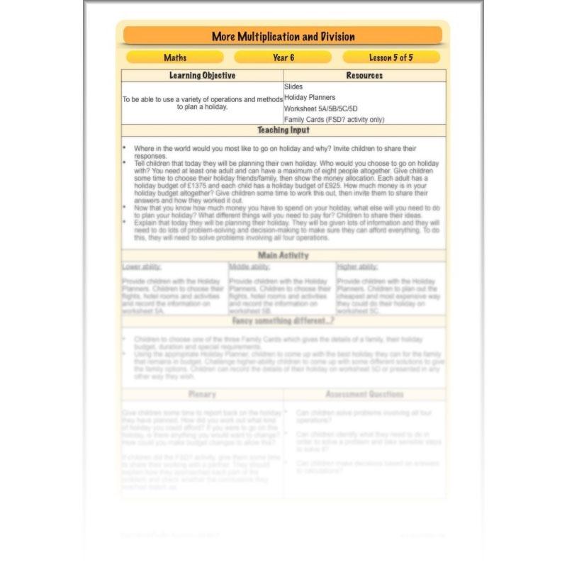 PlanBee More Multiplication and Division - Year 6 Maths Planning and Resources
