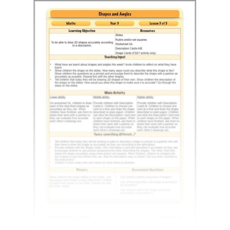 PlanBee Shapes and Angles Year 3 Maths Lessons by PlanBee