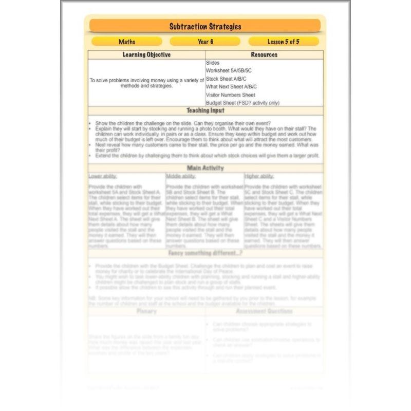 PlanBee Subtractions Strategies - Complete Year 6 Maths Lesson Plans - PlanBee