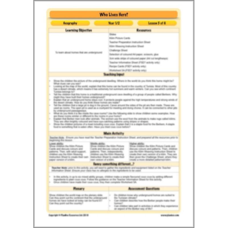 PlanBee Who Lives Here? Geography scheme of work for KS1 Year 1 & Year 2