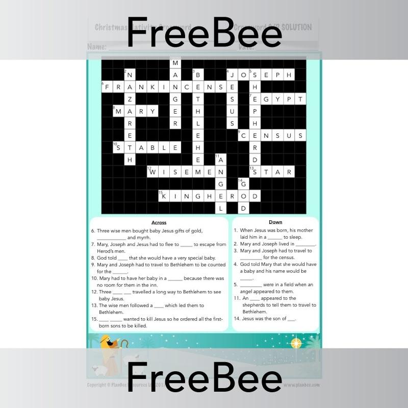 PlanBee Nativity Themed Crossword | Free teaching Resources