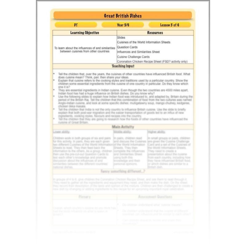 PlanBee Great British Dishes: KS2 DT scheme of work by PlanBee