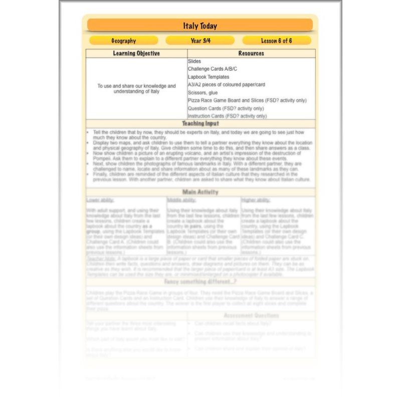 PlanBee Italy Today: Italy KS2 Year 3 & Year 4 Geography by PlanBee