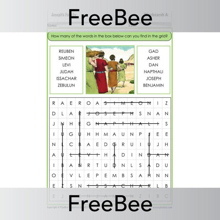Free Joseph Word Search Answers His Family and Bothers by PlanBee
