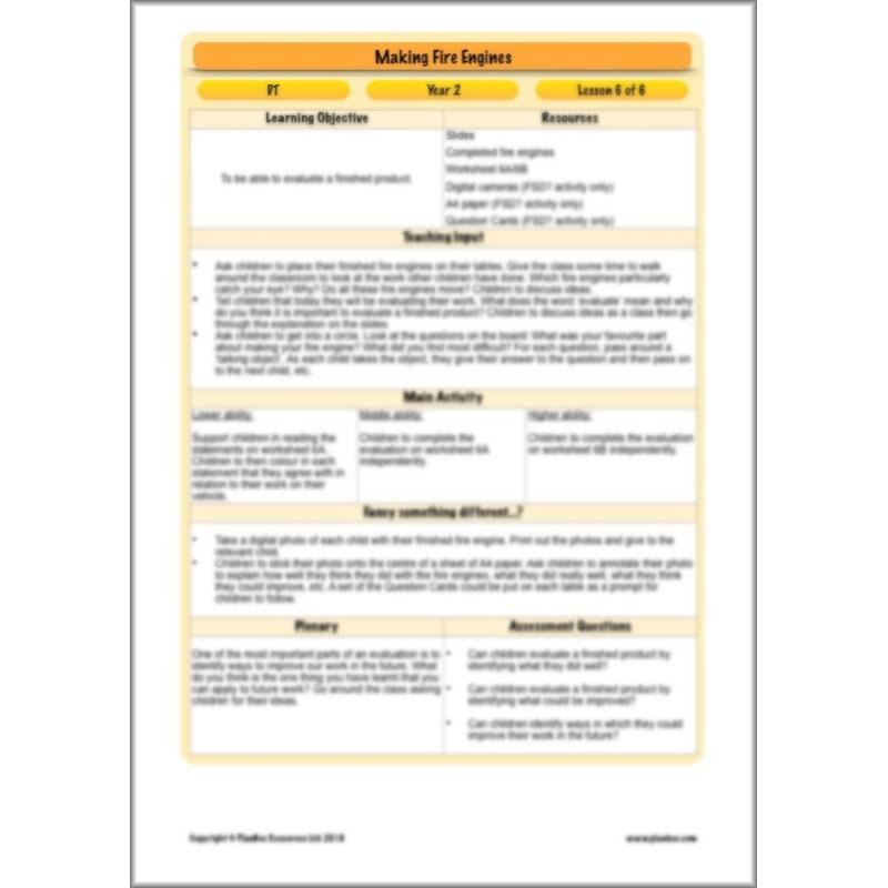 PlanBee How to Make a Fire Engine | KS1 DT lessons by PlanBee