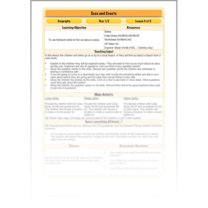 PlanBee At The Seaside KS1 Geography Lessons by PlanBee