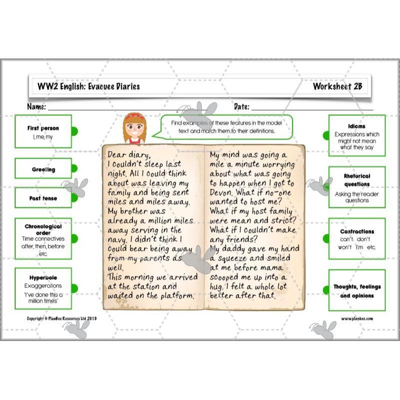 PlanBee World War 2 Evacuee Diary Entries Lesson Plans by PlanBee
