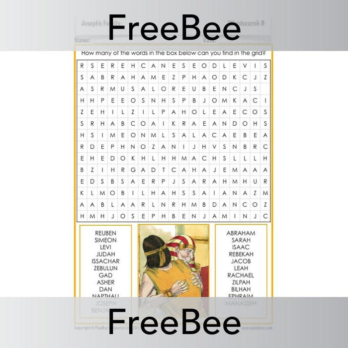 PlanBee Joseph's Family Word Search by PlanBee