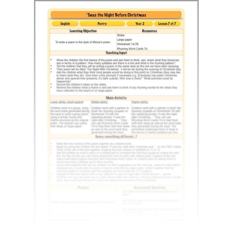 PlanBee Twas the Night Before Christmas Lesson Plans | Year 2 Poetry