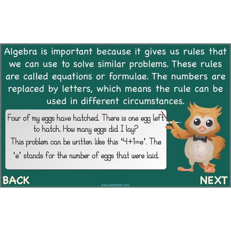PlanBee Algebra: simple algebra lesson planning for Year 6