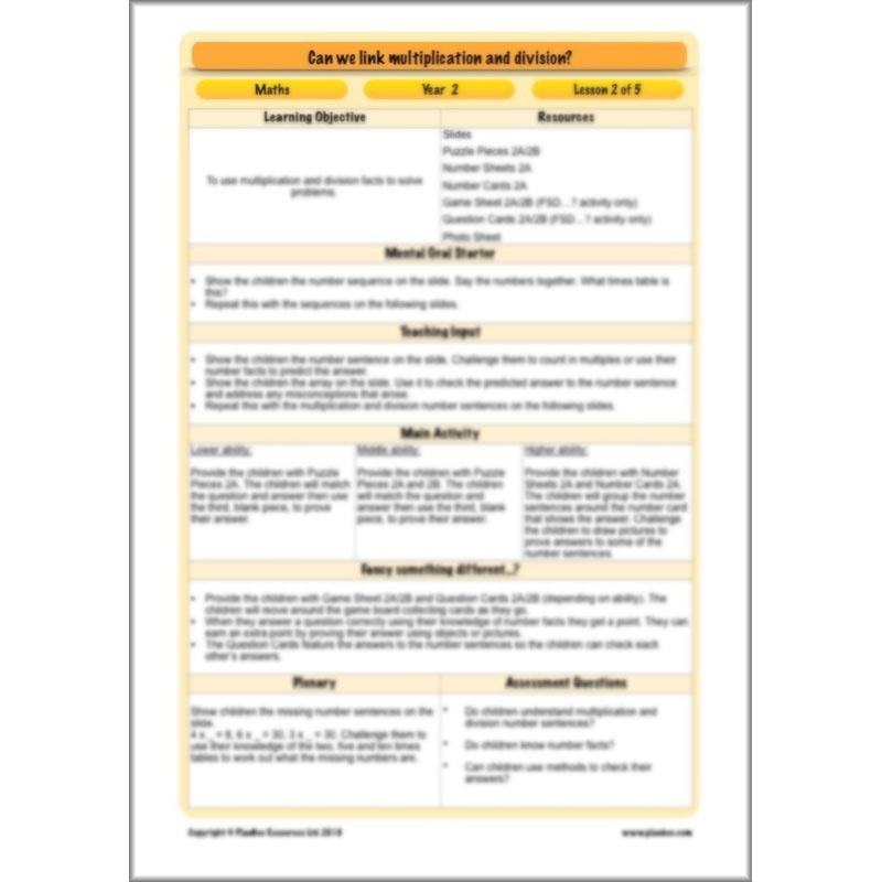 PlanBee Can We Link Multiplication and Division? Year 2 Maths scheme of work
