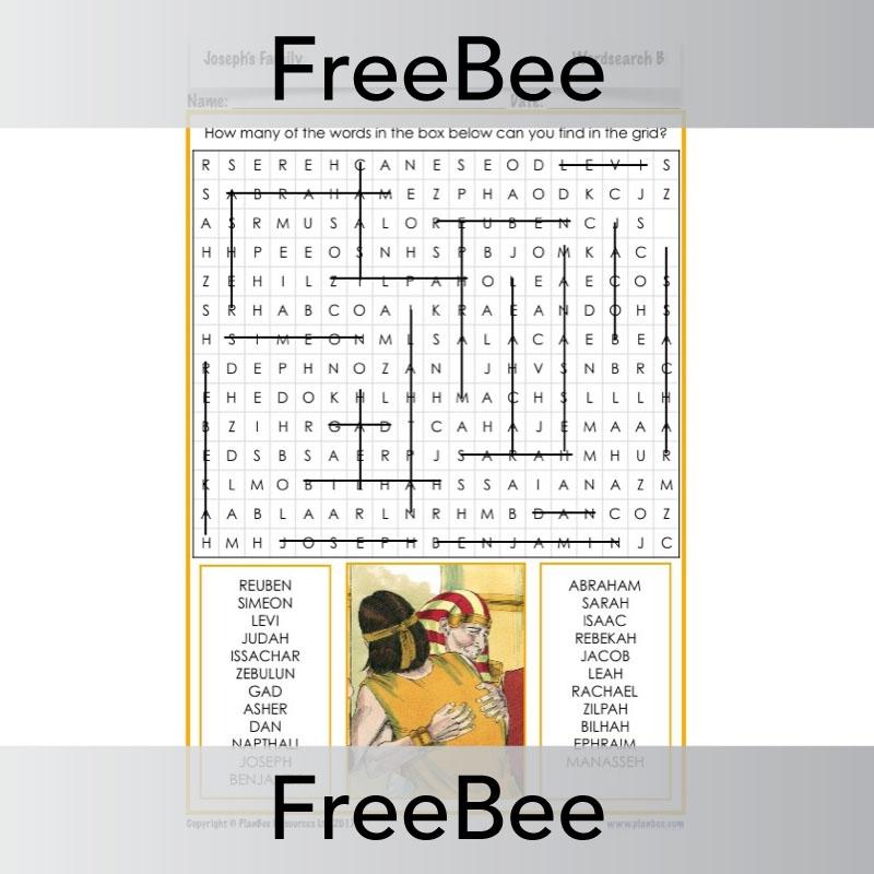 PlanBee Joseph's Family Word Search by PlanBee