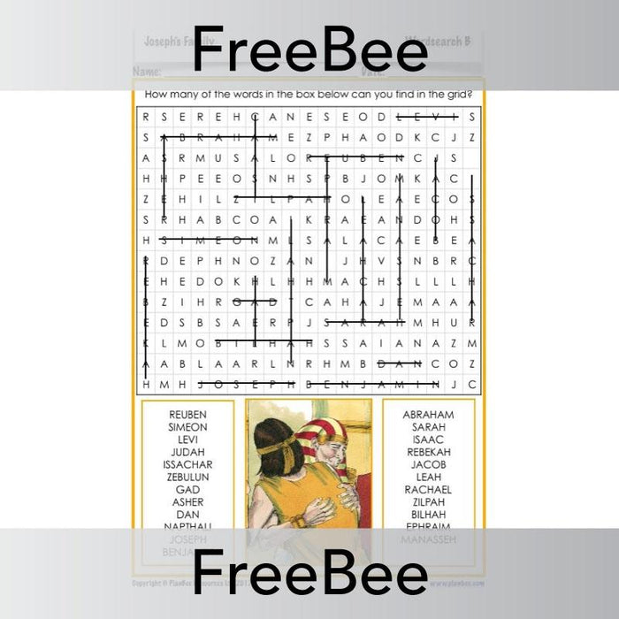 PlanBee Joseph's Family Word Search by PlanBee