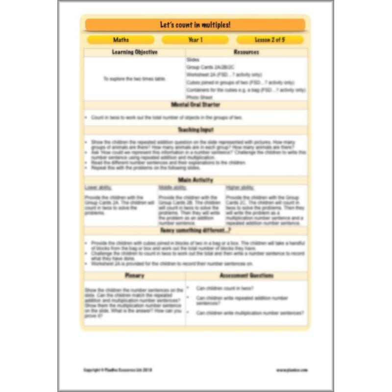 PlanBee Let’s count in multiples - maths for Year 1 KS1