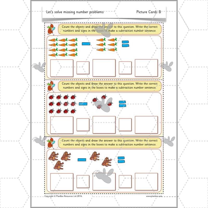 PlanBee Let’s solve missing number problems - Year 1 KS1 Maths plans