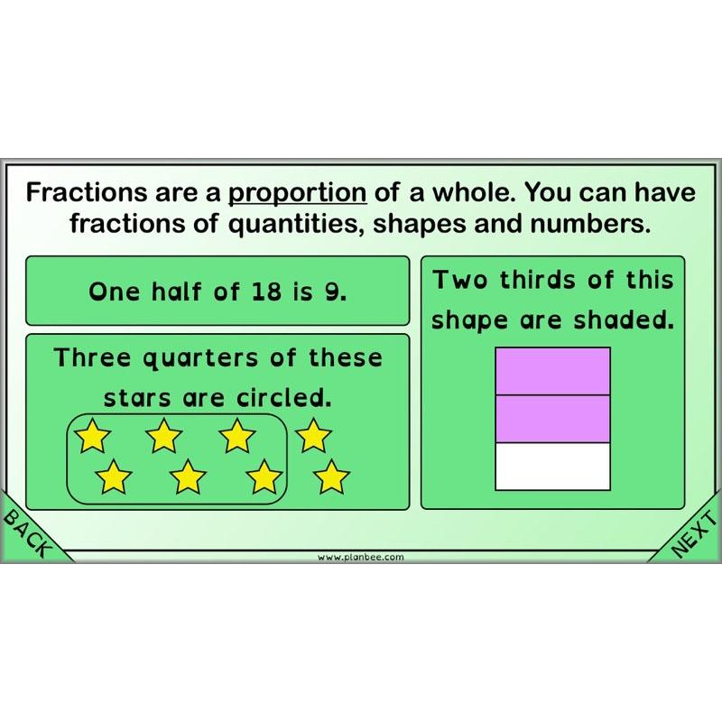 PlanBee Proportion Problems: Year 4 fractions problem solving