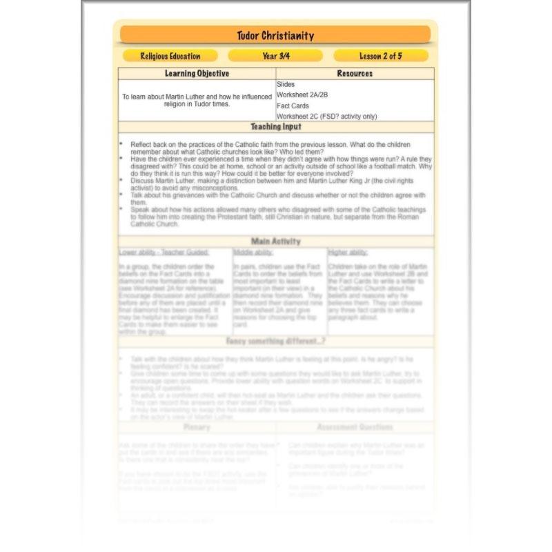 PlanBee Tudor Christianity: Tudor Religion KS2 RE Lessons by PlanBee