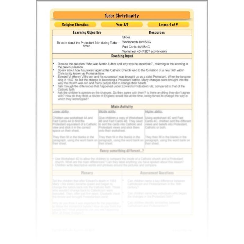 PlanBee Tudor Christianity: Tudor Religion KS2 RE Lessons by PlanBee