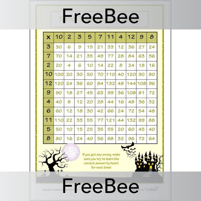 PlanBee Terror Tables: Halloween-themed Times Tables by PlanBee