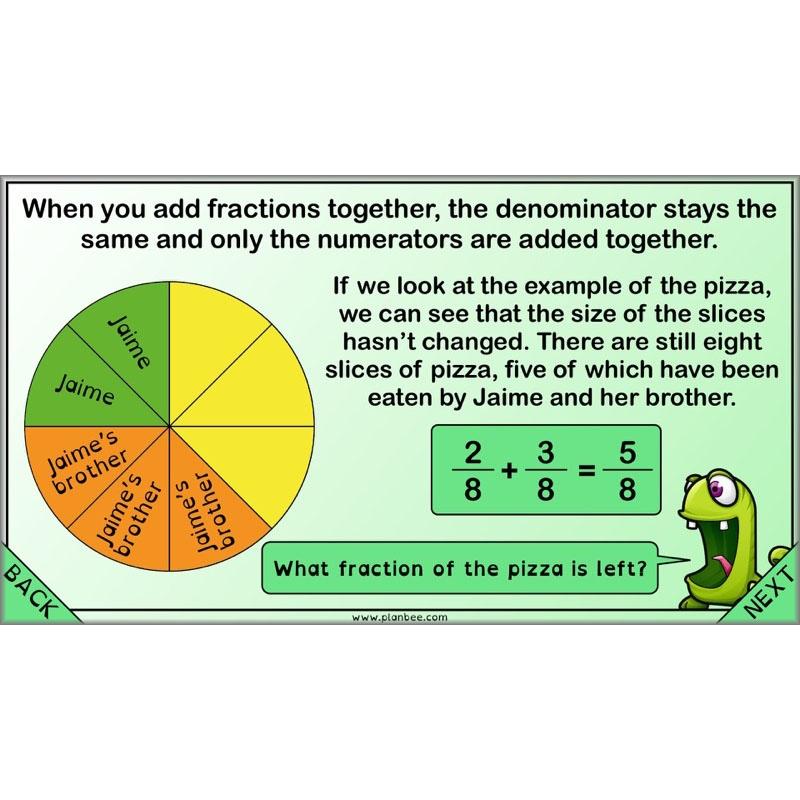 PlanBee Proportion Problems: Year 4 fractions problem solving