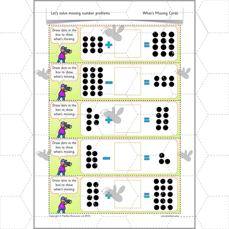 PlanBee Let’s solve missing number problems - Year 1 KS1 Maths plans