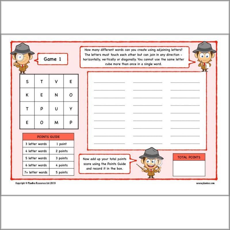 PlanBee Lower KS2 English Home Learning Activities for Year 3 & Year 4